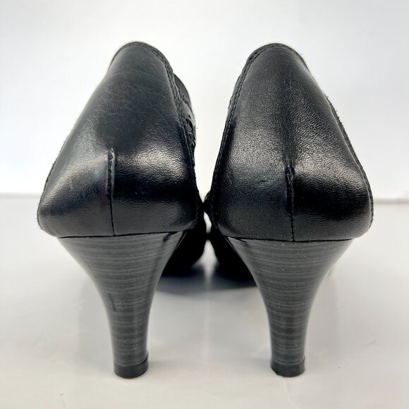 Sz 39 Hispanitas Black Floral Texture Elastic Pointed Toe Pump Heels‎ - Picture 8 of 13